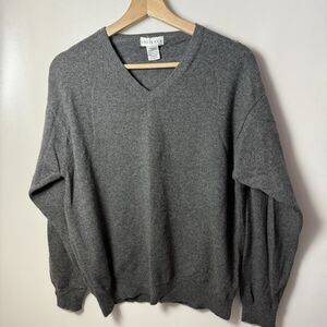 Greyland Sweater Womens XL Gray Knit V Neck Cashmere Office Preppy Academia